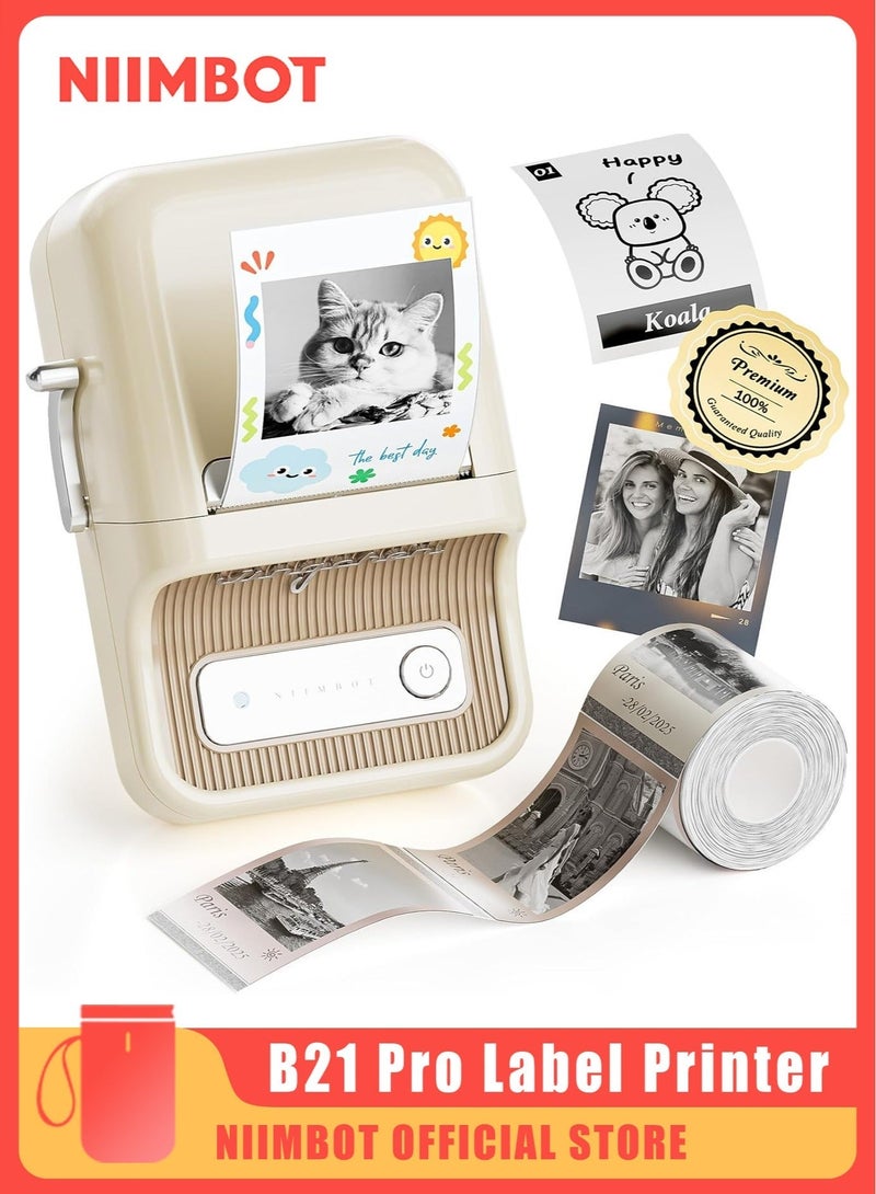 NIIMBOT B21 Upgraded B21 Pro Label Maker, 300DPI HD Label Printer, Bluetooth Sticker Label Printer, Inkless Thermal Label Maker Photos, Ideal for Notes, Study Graphics, Memo Maker, 50x30mm Label, 230Pcs - Image 1